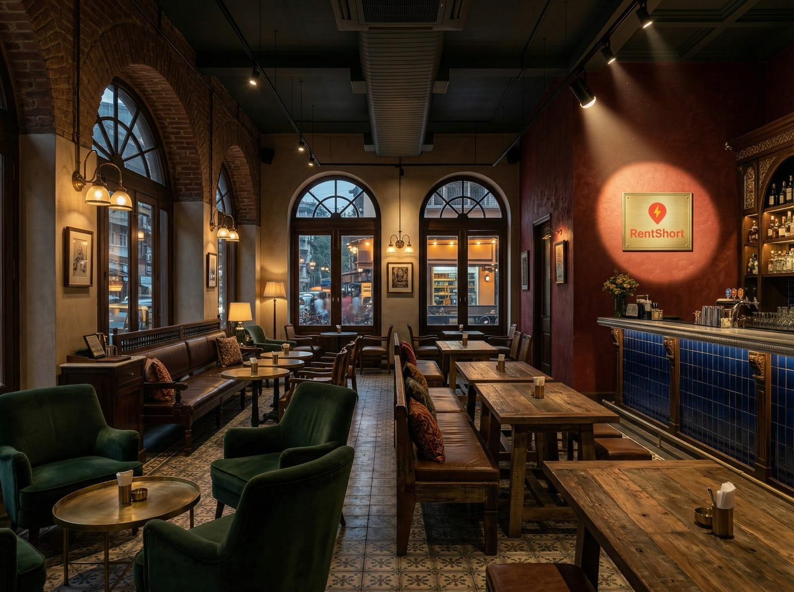 Large dinner in outdoor warehouse space